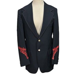 THE BOHEMIAN SOCIETY One Of A Kind Blazer Pistols w Skull &‎ Crossbones Sz 40